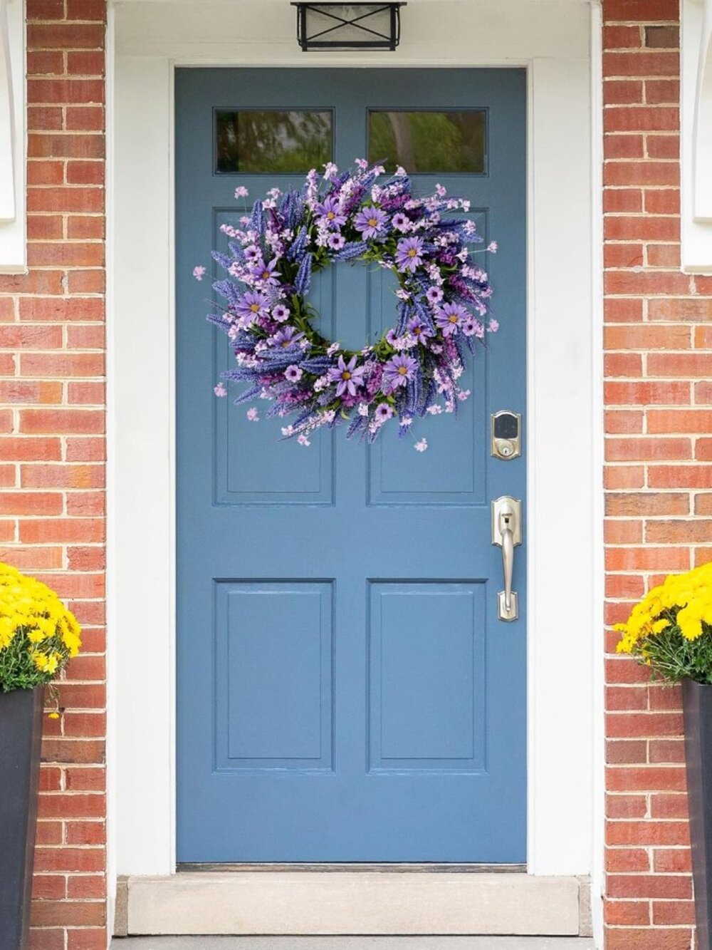 Lavender Wreath for Front Door 22 Inch - Purple Daisy Spring Summer Artificial W - Picture 3 of 7